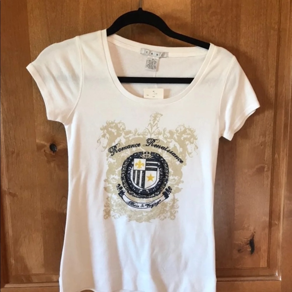 CAbi White Renaissance T-shirt NWT